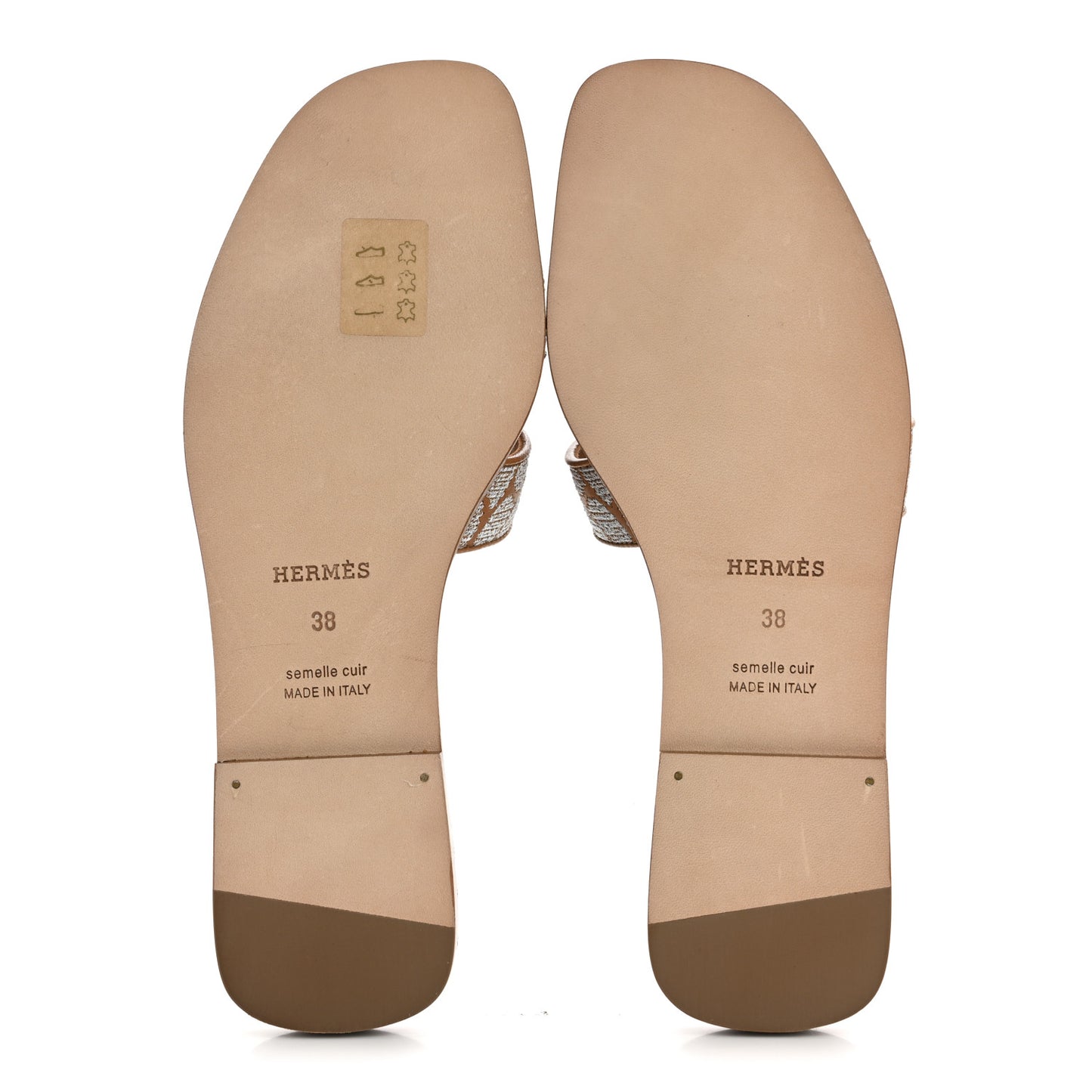 Embroidered Calfskin Oran Sandals 38 Naturel Gris Argente