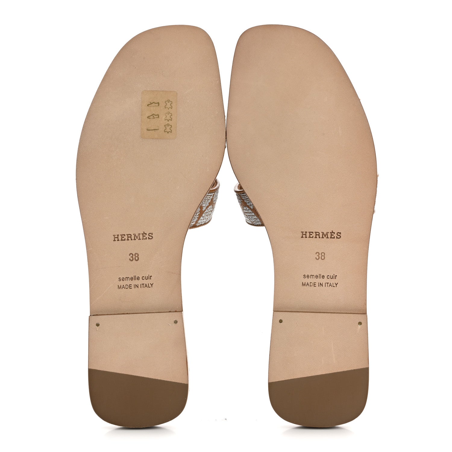Hermes Embroidered Calfskin Oran Sandals 38 Naturel Gris Argente 6 of 10