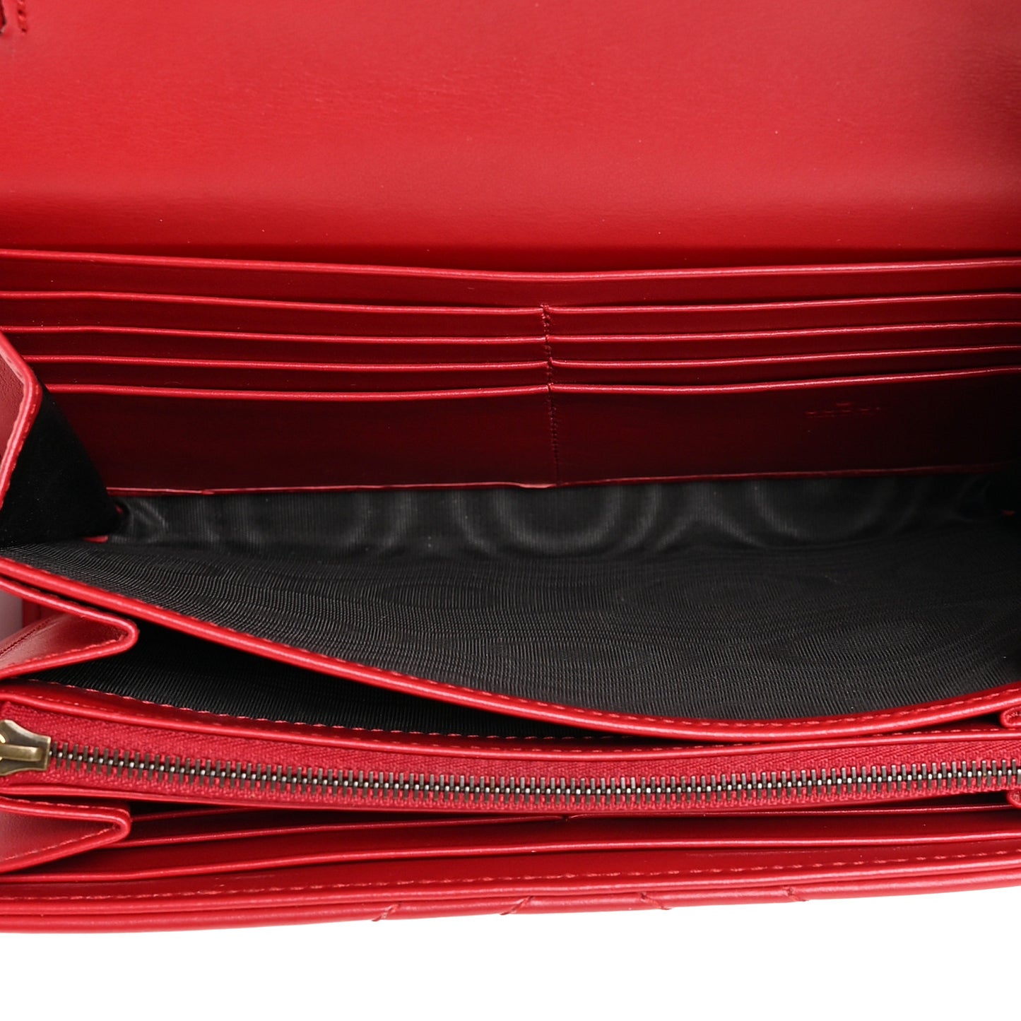 Calfskin Matelasse GG Marmont Chain Wallet Hibiscus Red