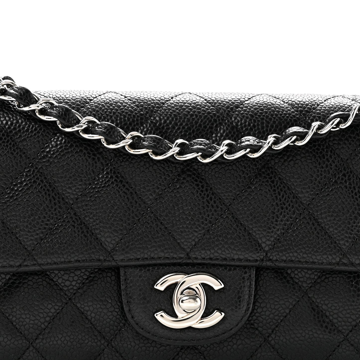 Caviar Quilted East West Flap Black