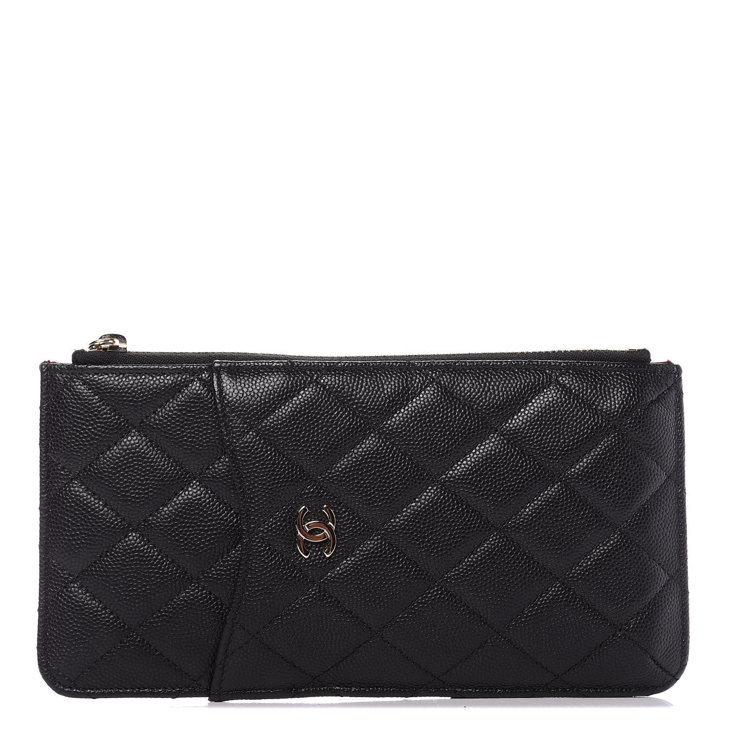 Caviar Quilted Classic Flat Wallet Pouch Black