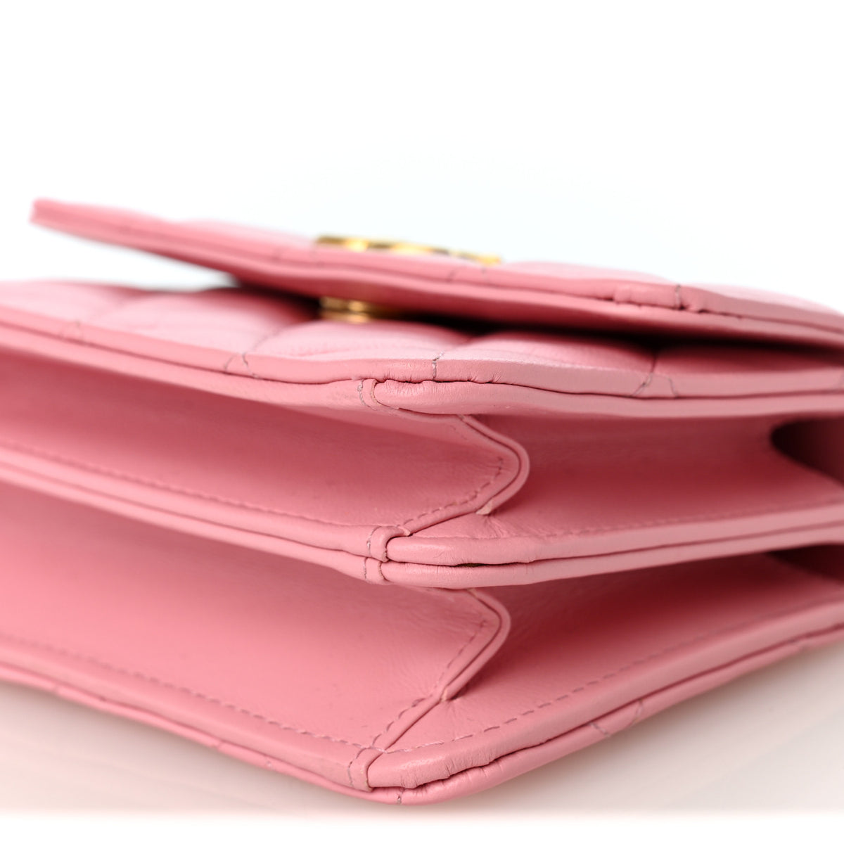 Chanel Lambskin Quilted Chain Top Handle Clutch With Chain Light Pink 11 of 11