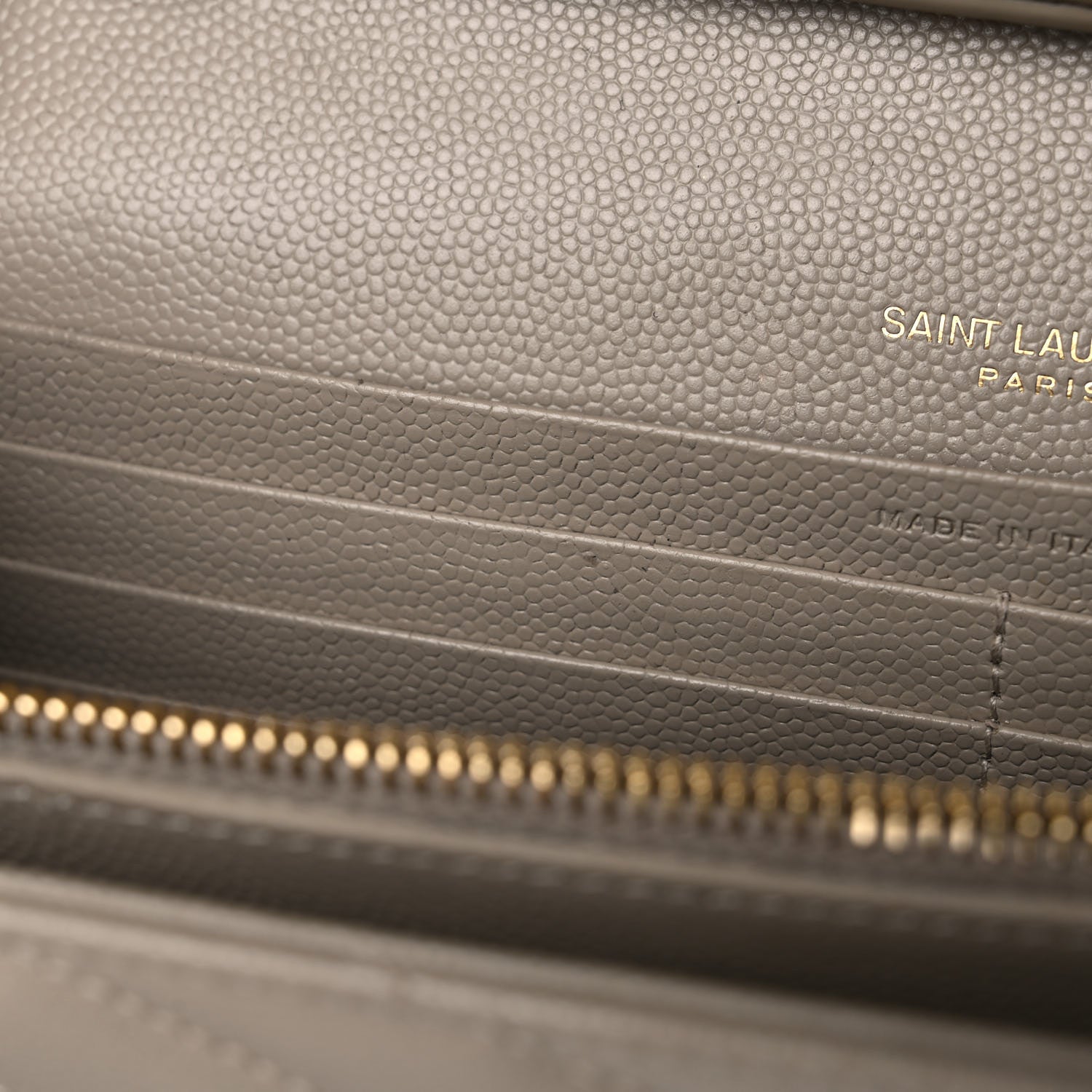 Saint Laurent Grain De Poudre Matelasse Chevron Monogram Chain Wallet Dark Beige 12 of 17