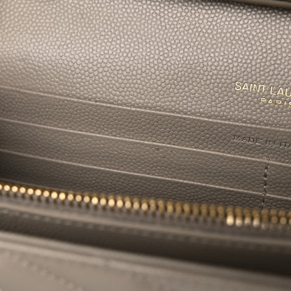 Saint Laurent Grain De Poudre Matelasse Chevron Monogram Chain Wallet Dark Beige 12 of 17