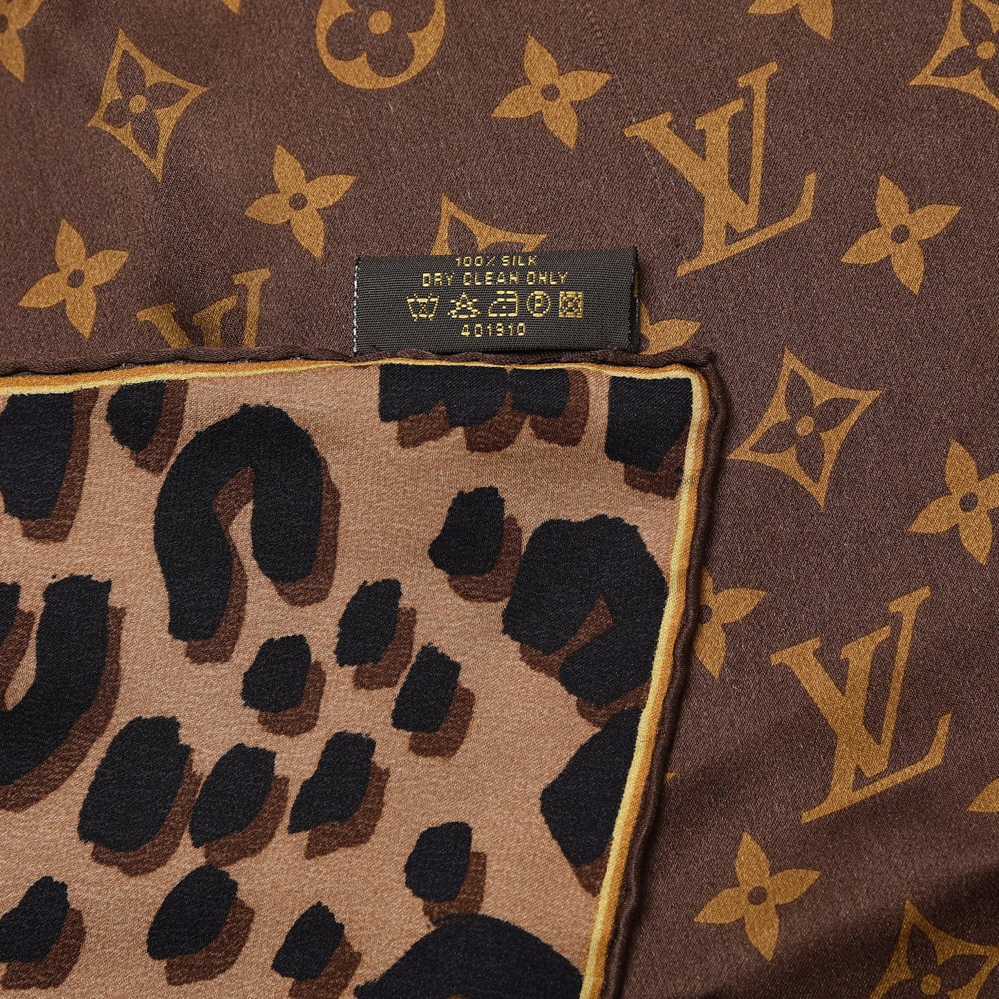 Silk Leopard Monogram Square Scarf