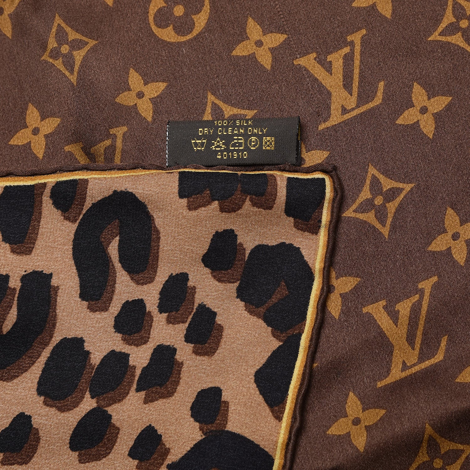Louis Vuitton Silk Leopard Monogram Square Scarf 5 of 5