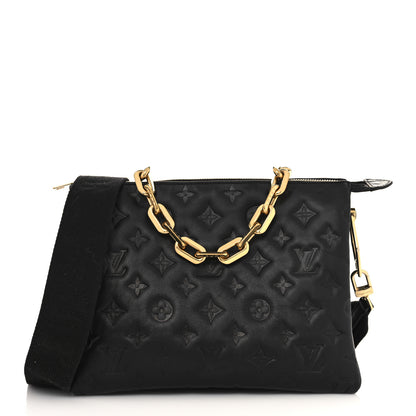 Louis Vuitton Lambskin Embossed Monogram Coussin PM Black 1 of 8