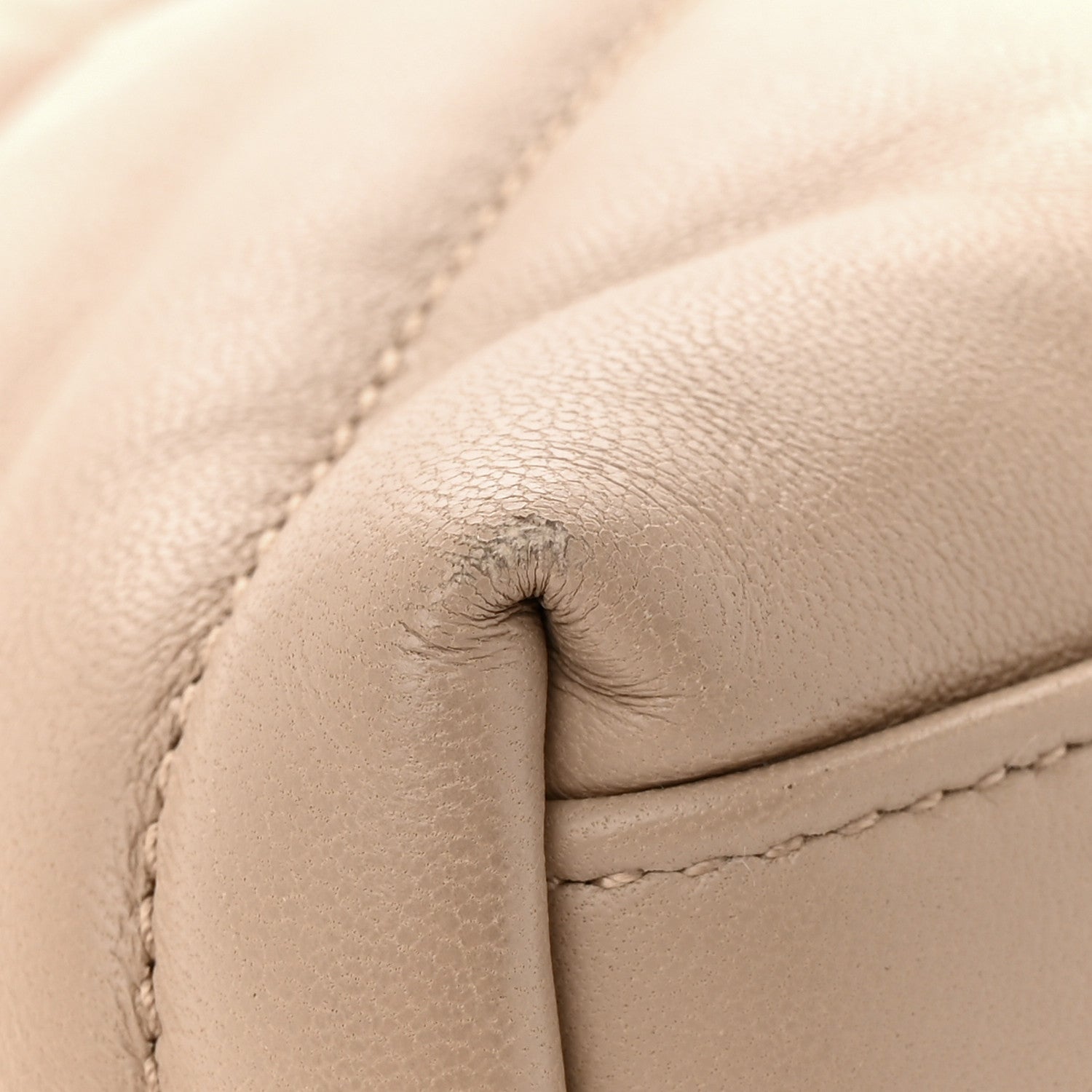 Saint Laurent Lambskin Quilted Small Loulou Puffer Monogram Chain Satchel Dark Beige 11 of 13