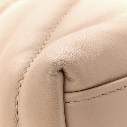 Saint Laurent Lambskin Quilted Small Loulou Puffer Monogram Chain Satchel Dark Beige 11 of 13