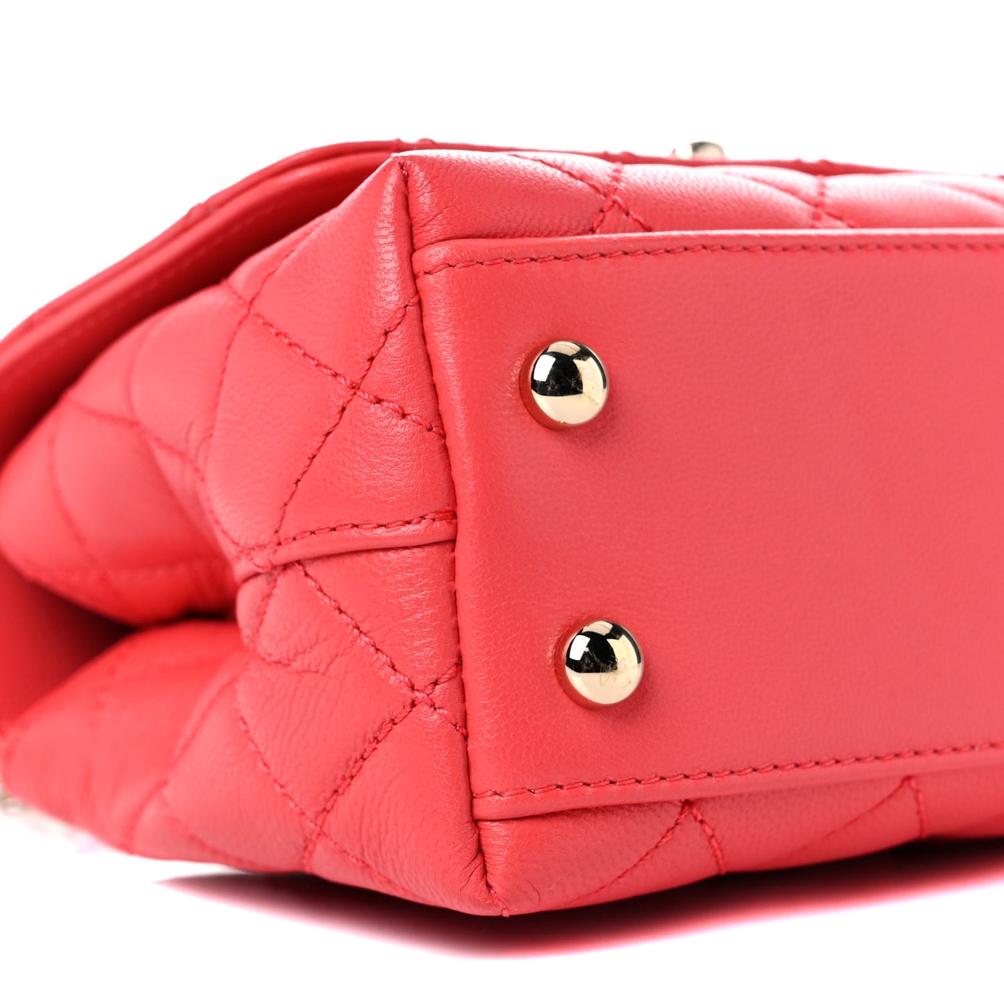 Goatskin Quilted Rainbow Extra Mini Coco Handle Flap Red
