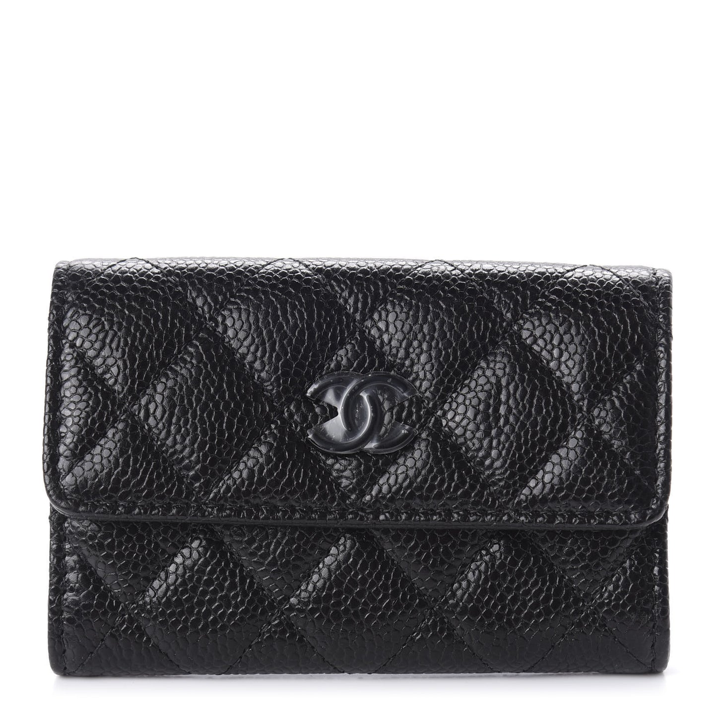 Caviar Quilted Incognito Flap Card Holder Black