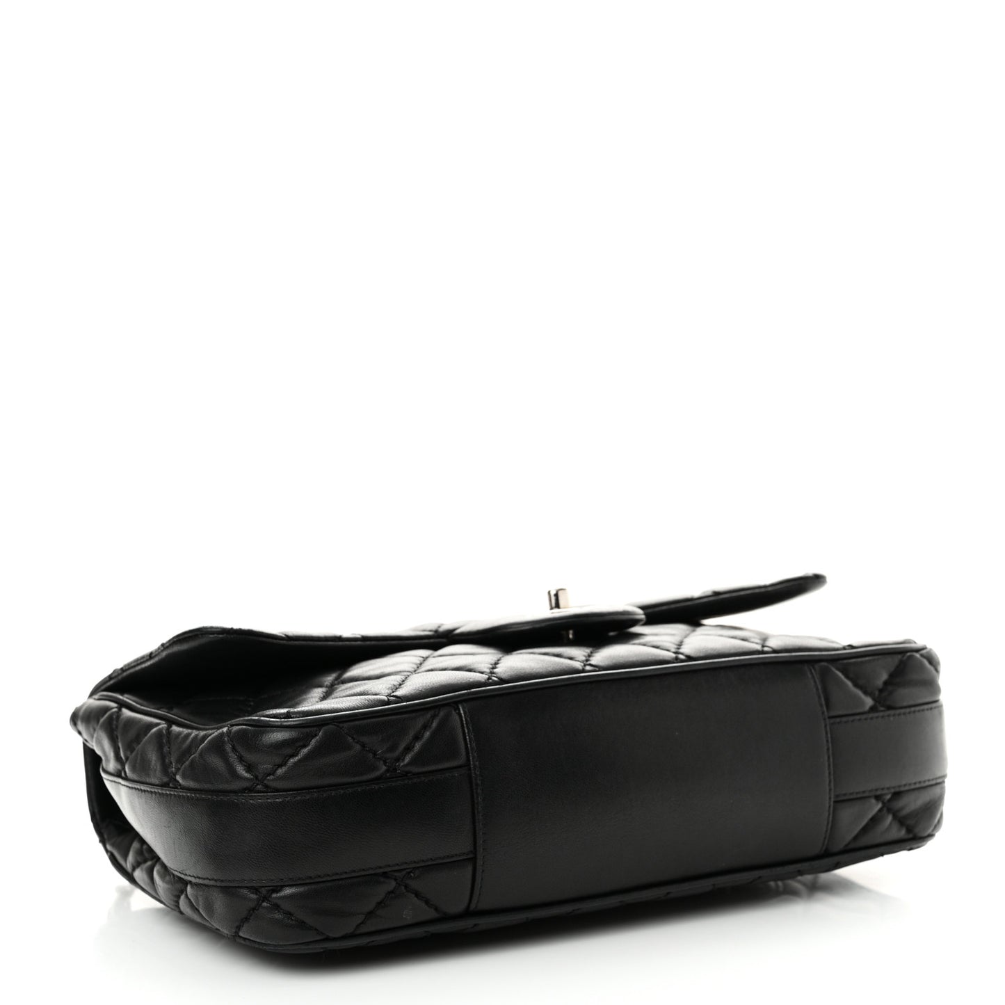 Lambskin Quilted Jumbo Easy Carry Flap Black