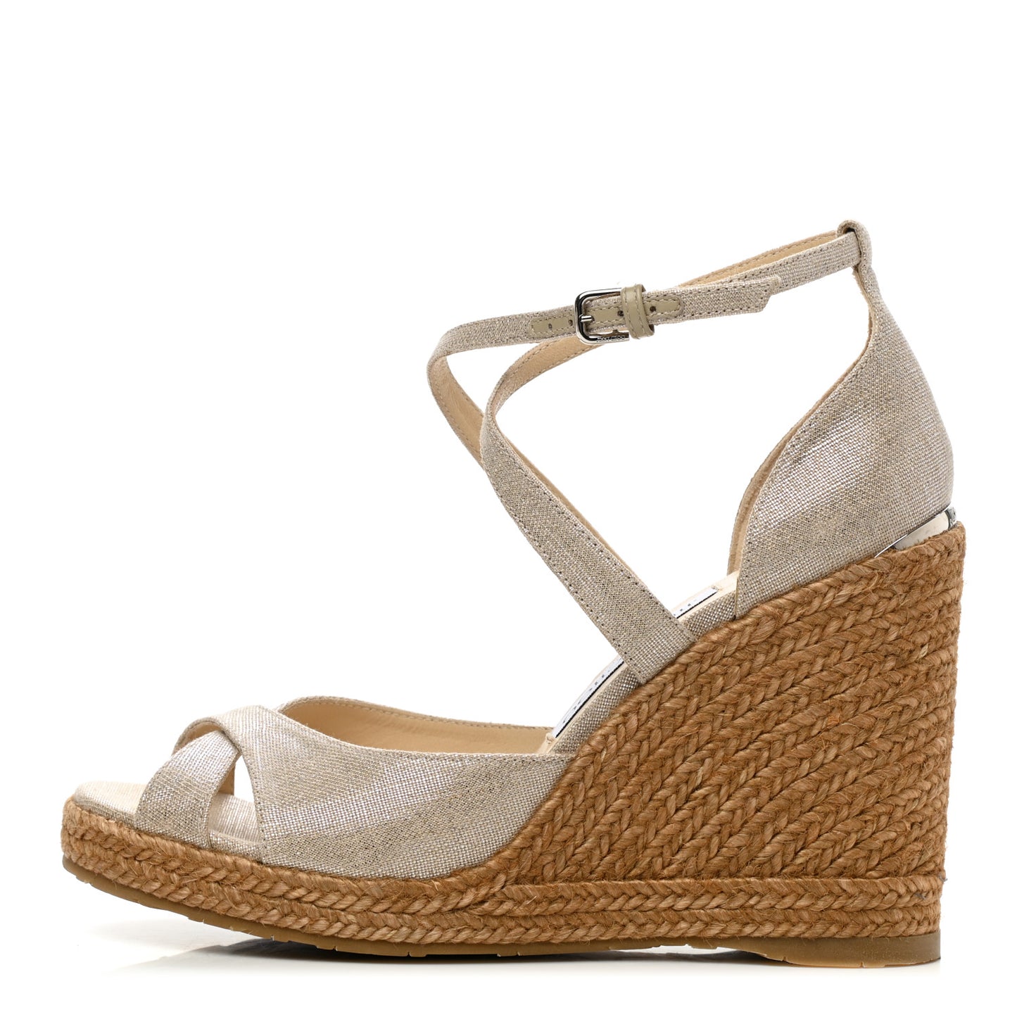 Metallic Linen Cork Alanah Wedge Sandals 38 Natural Silver