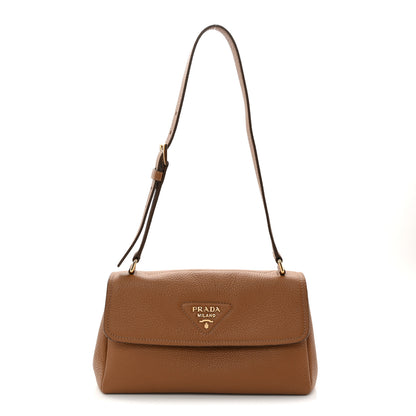 Prada Vitello Daino Soft Flap Shoulder Bag Cognac 1 of 9