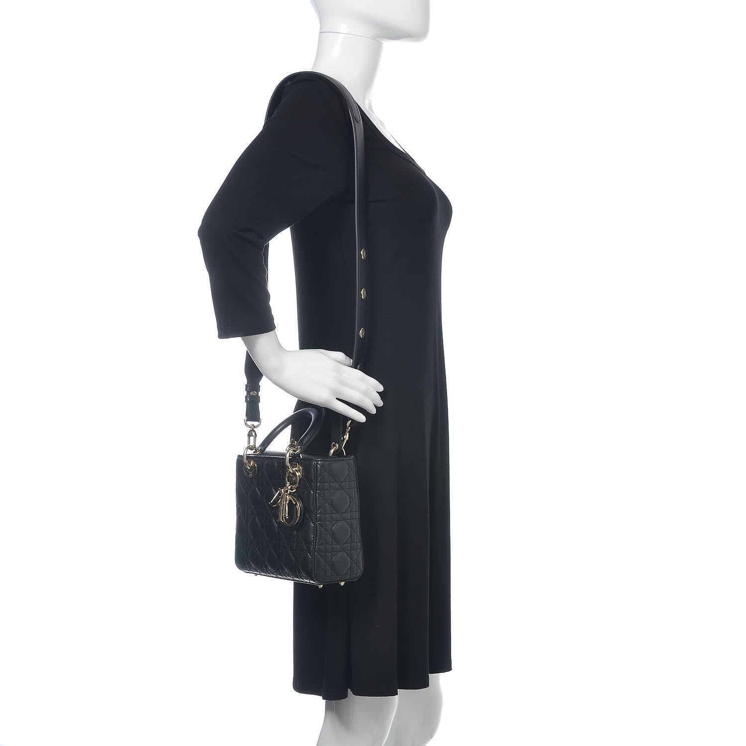 Christian Dior Lambskin Cannage Small My ABCDior Lady Dior Black 2 of 10