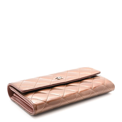 Chanel Striated Patent Quilted Large Gusset Flap Wallet Bronze 4 of 8