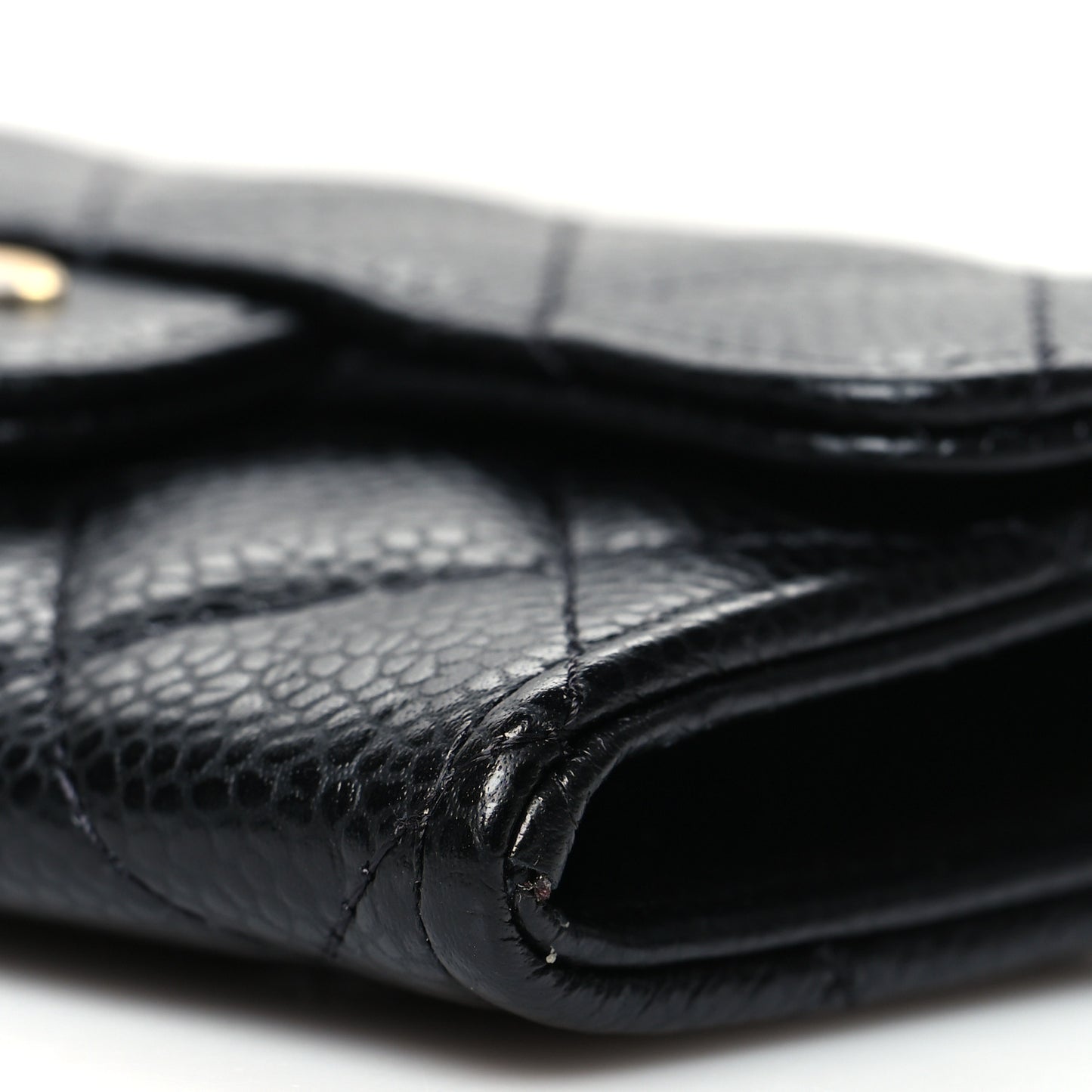 Caviar Quilted Flap Card Holder Black