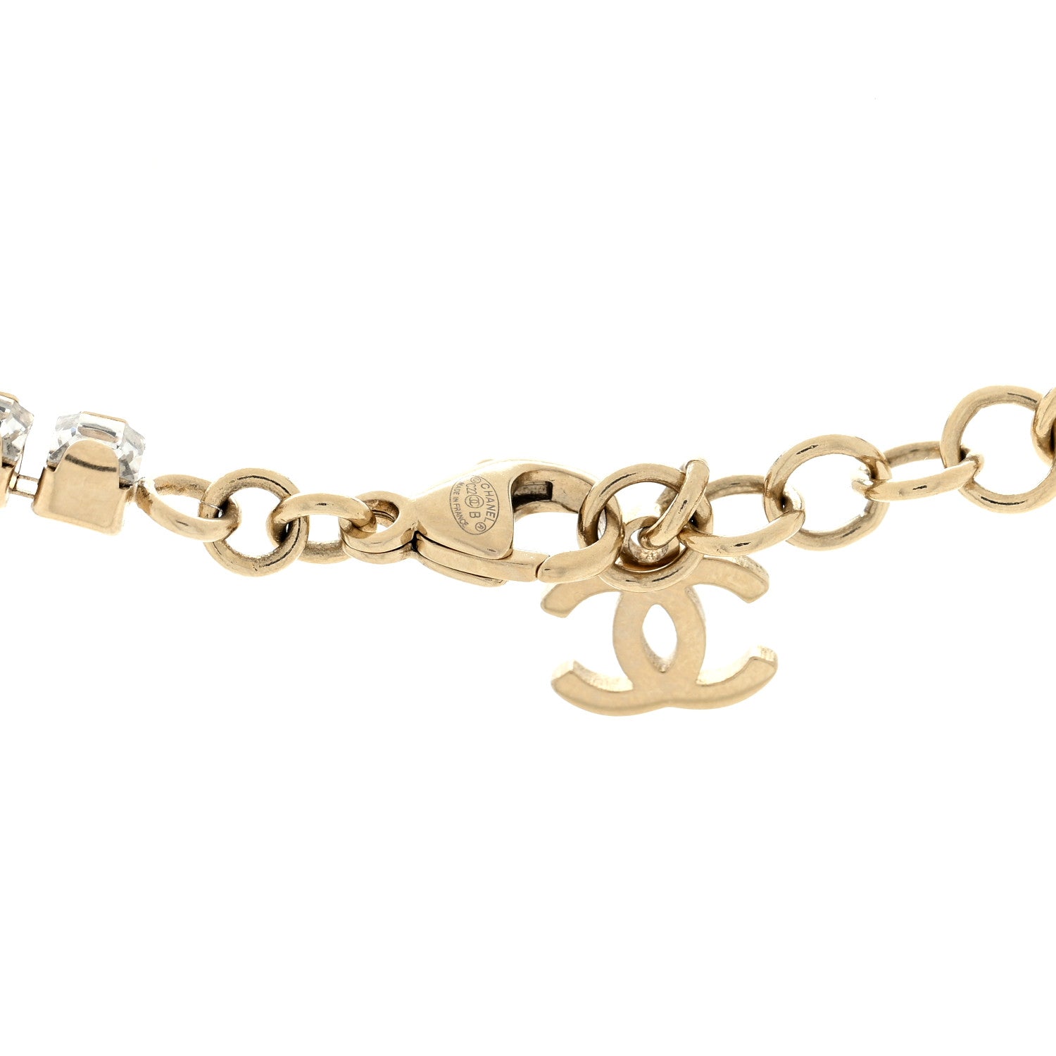 Chanel Crystal Pin Necklace Gold Pink 4 of 4