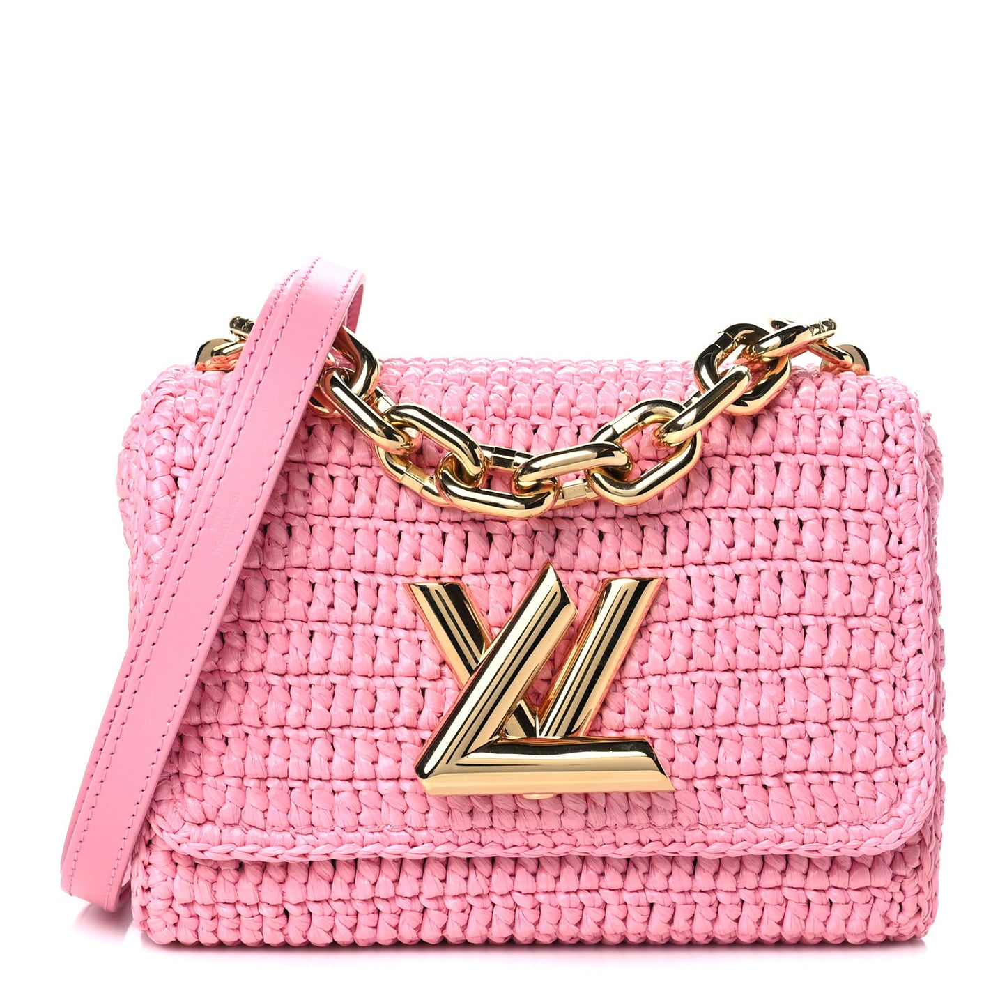 Raffia Twist Shoulder Bag PM Pink