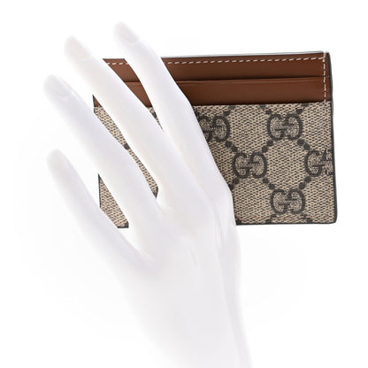 Gucci GG Supreme Monogram Calfskin Card Holder Beige Ebony Cuir 2 of 7