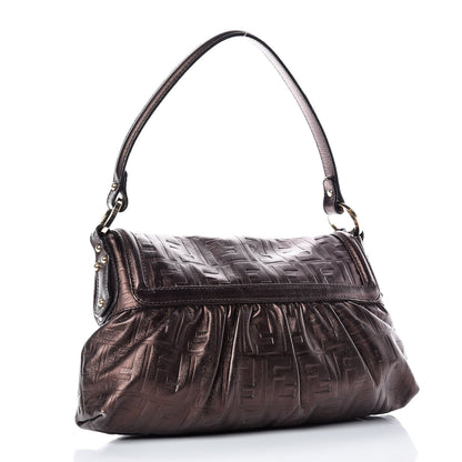 Fendi Metallic Calfskin FF Embossed Small Chef Shoulder Bag Bronze 3 of 15