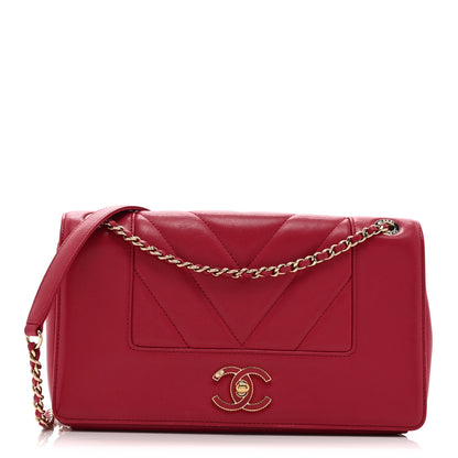 Chanel Sheepskin Chevron Quilted Vintage Mademoiselle Flap Pink 1 of 10