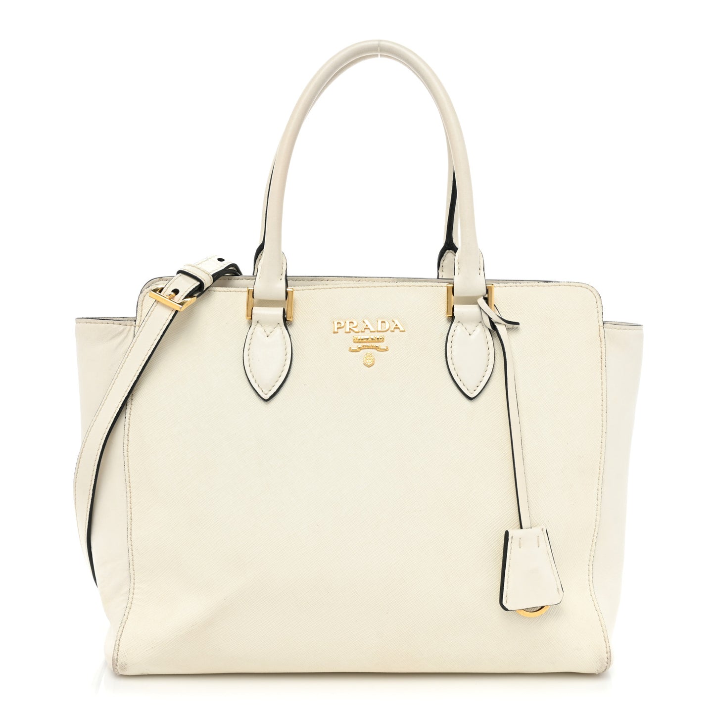 Saffiano Soft Calfskin Zippered Tote White