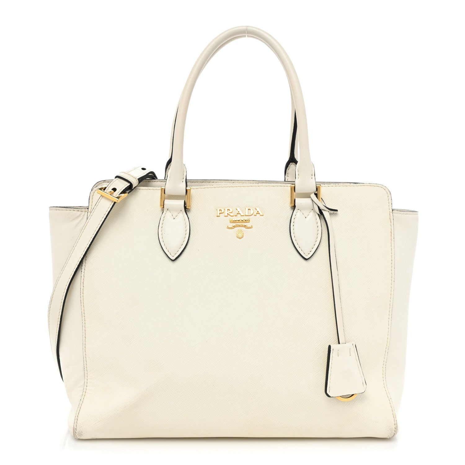 Prada Saffiano Soft Calfskin Zippered Tote White 1 of 15