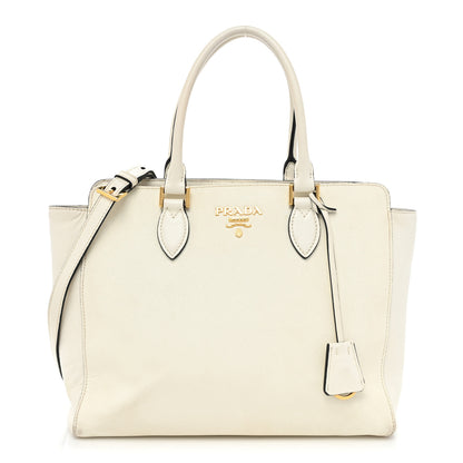 Prada Saffiano Soft Calfskin Zippered Tote White 1 of 15