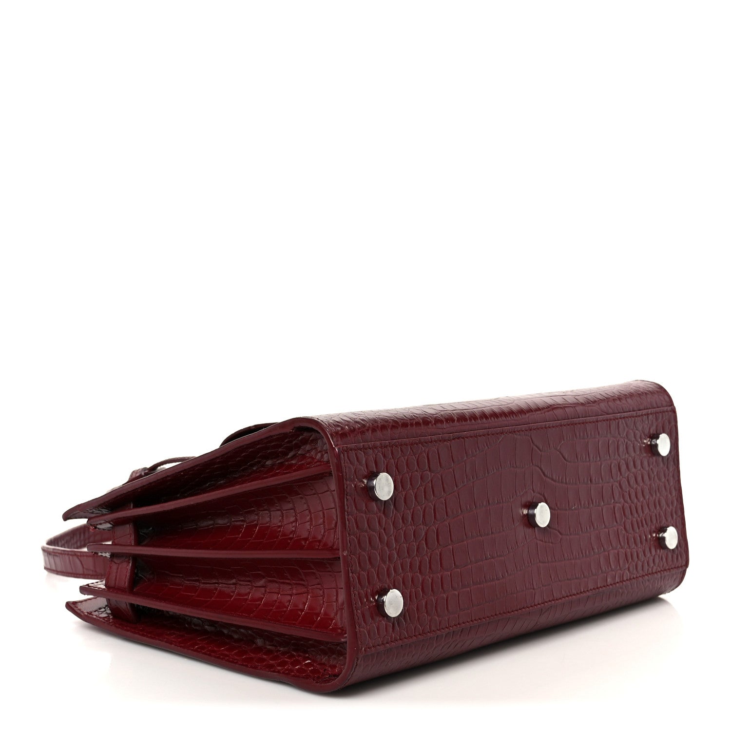 Saint Laurent Calfskin Crocodile Embossed Baby Sac De Jour Red 4 of 11