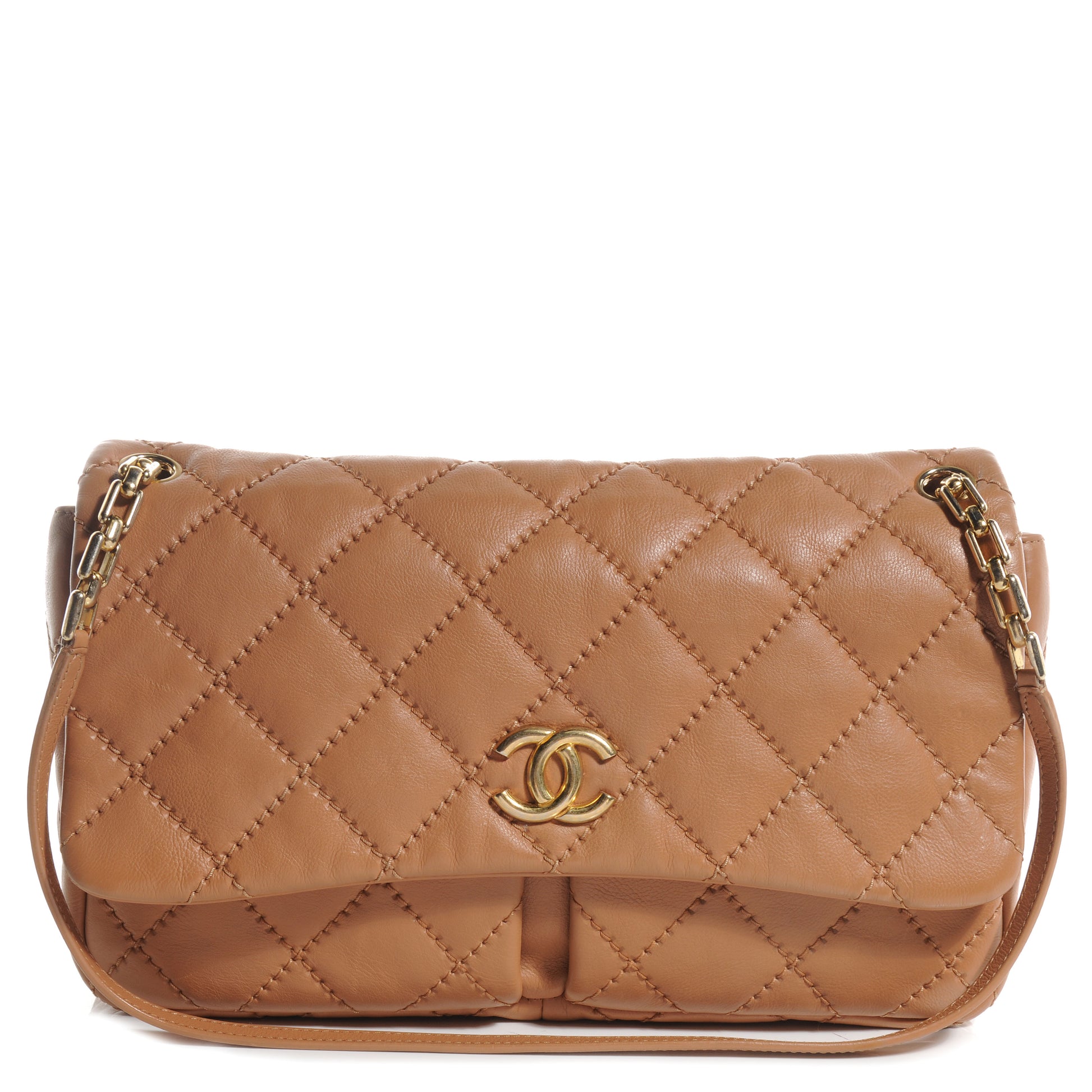 Chanel Calfskin Quilted Large Retro Chain Flap Beige 1 of 8