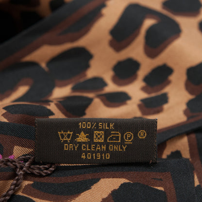 Louis Vuitton Silk Leopard Bandeau Scarf Marron 5 of 5