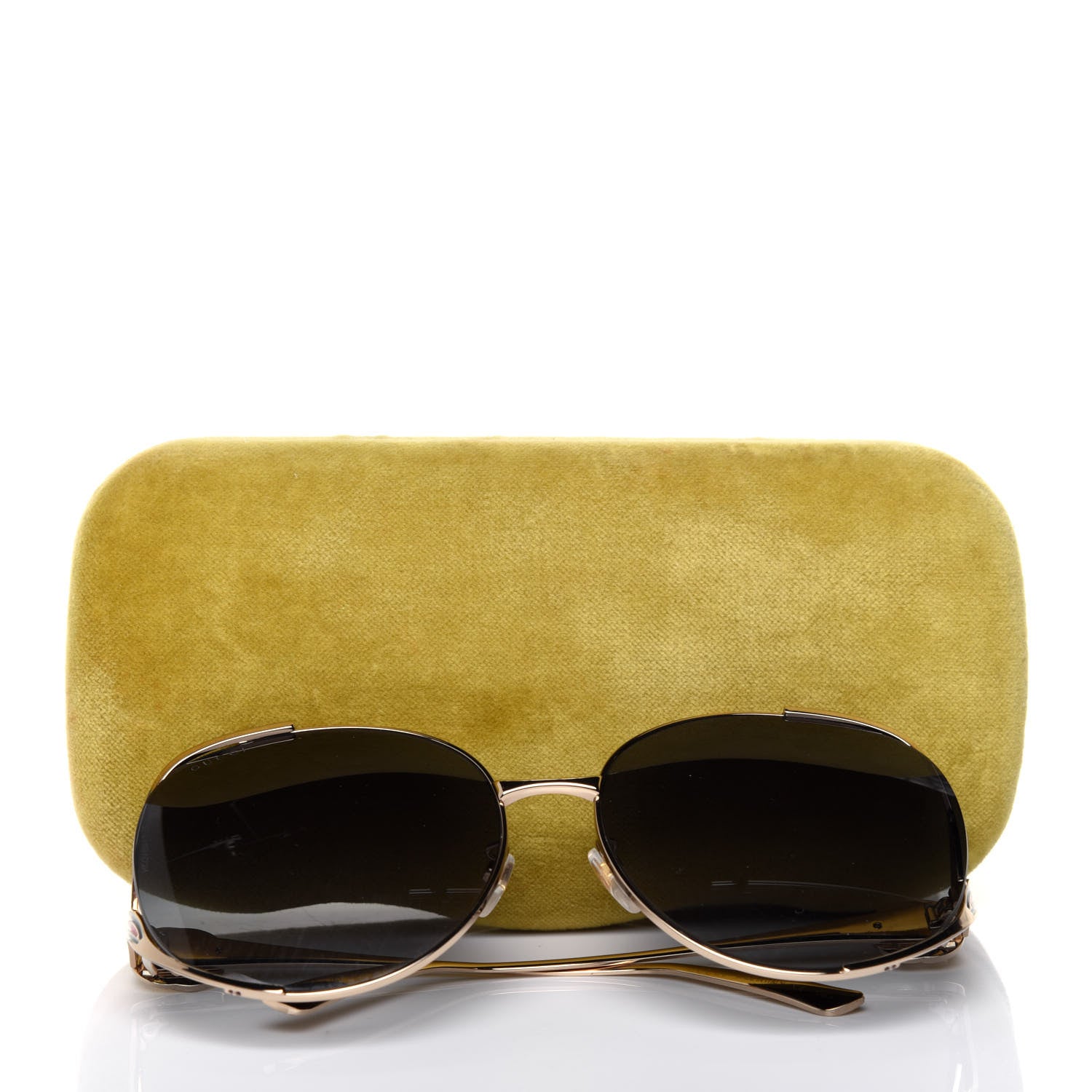 Gucci Metal Oversized Round Frame GG0225S Sunglasses Gold 7 of 7