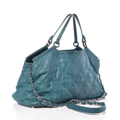 Chanel Iridescent Calfskin Quilted Small Sea Hit Tote Blue 4 of 13