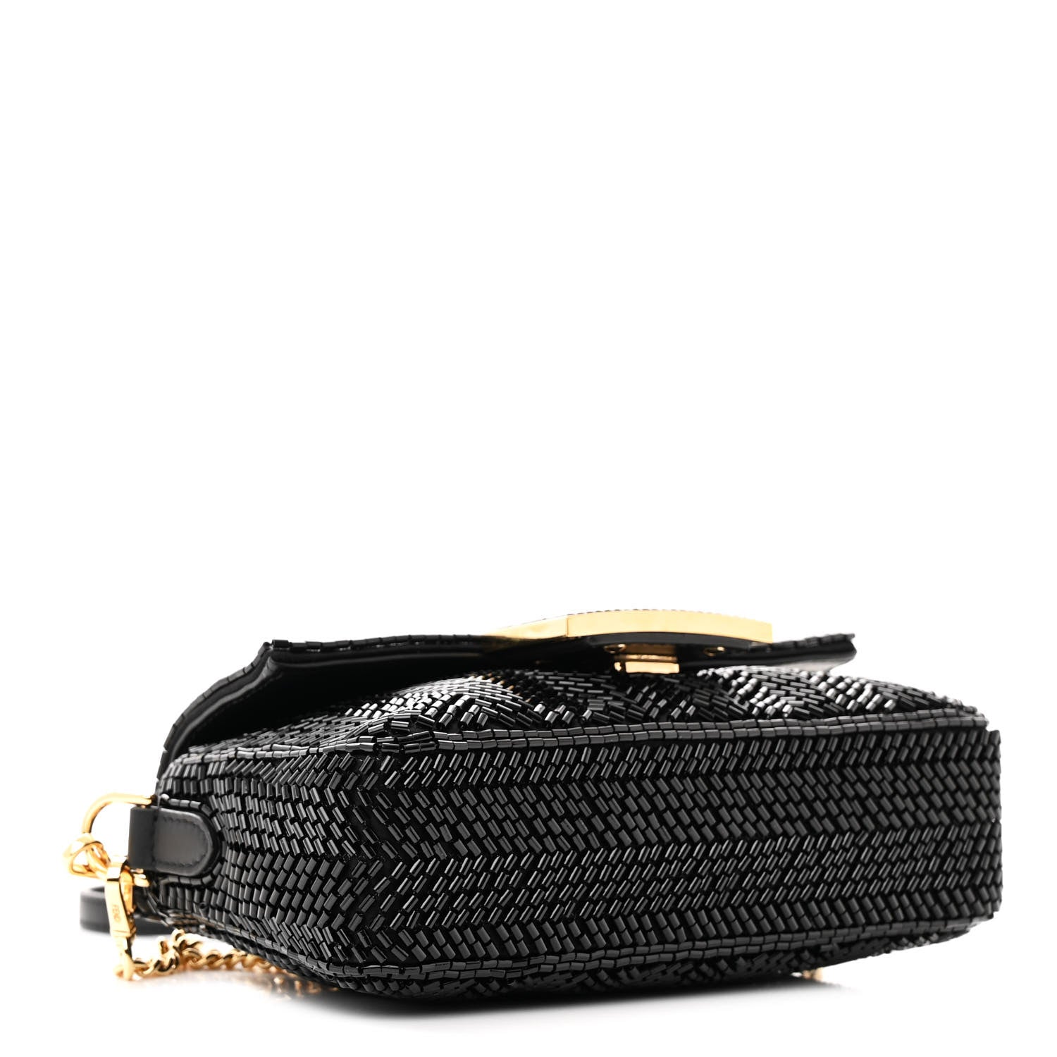 Fendi Enamel Nappa Beaded Woven Mini Baguette Black 4 of 10