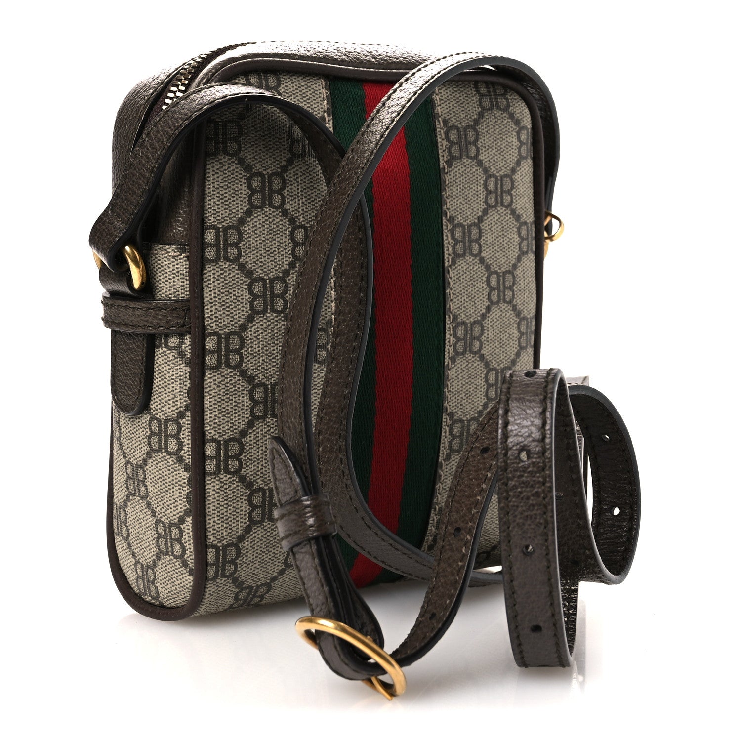 Gucci X BALENCIAGA BB Supreme Monogram Web Mini Ophidia Messenger Beige New Acero 2 of 11