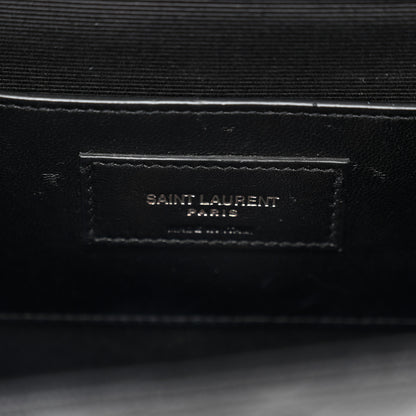 Saint Laurent Grain De Poudre Textured Mixed Matelasse Triquilt Medium Monogram Monochrome Satchel Black 6 of 11