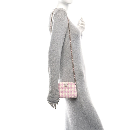 Chanel Tweed Quilted Mini Clutch With Chain Pink 2 of 10