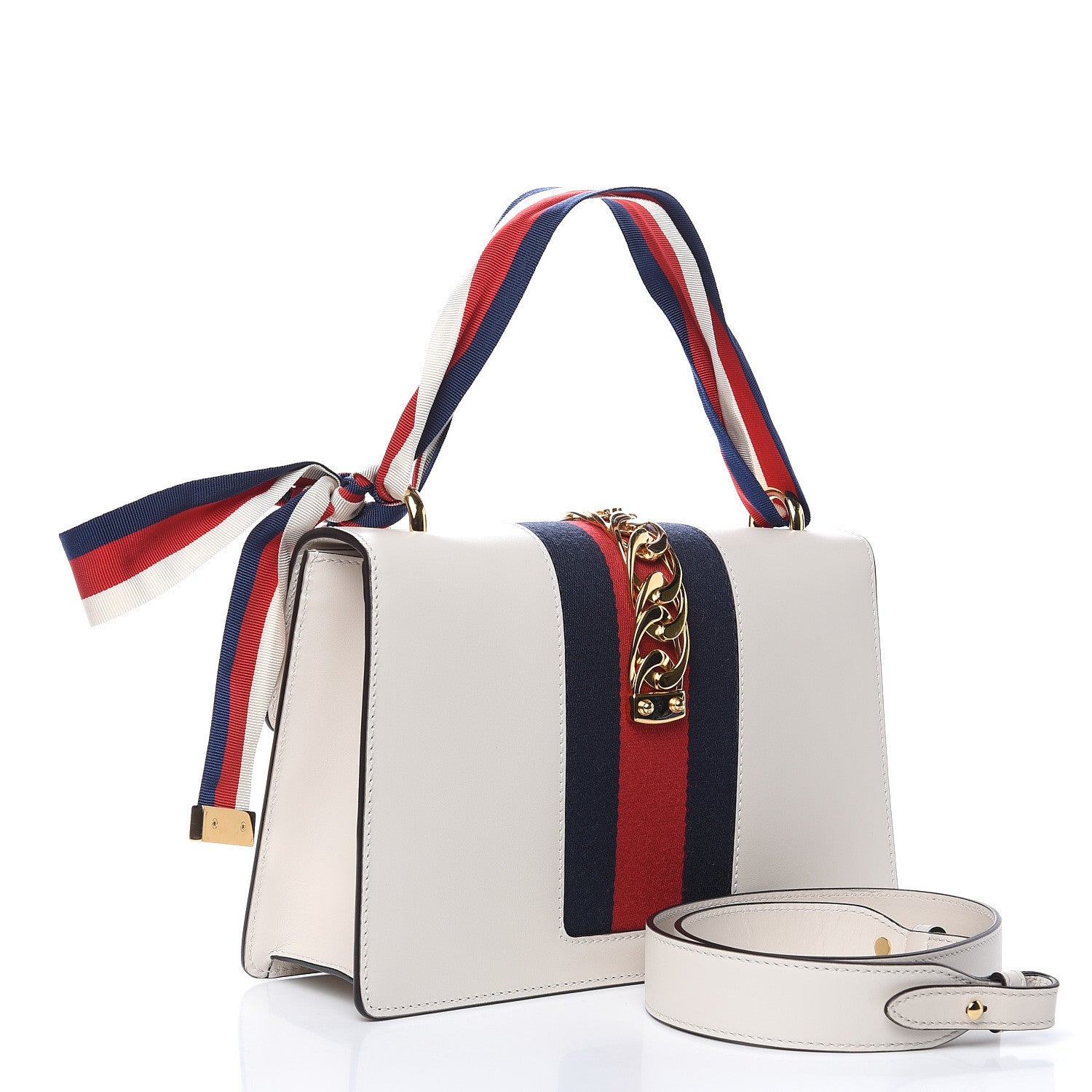 Gucci Calfskin Small Sylvie Shoulder Bag Off White 3 of 10
