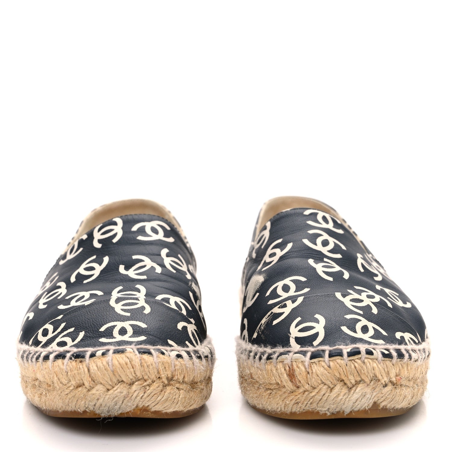 Chanel Lambskin Printed CC Espadrilles 36 Black White 3 of 12