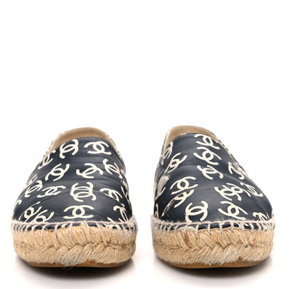 Chanel Lambskin Printed CC Espadrilles 36 Black White 3 of 12