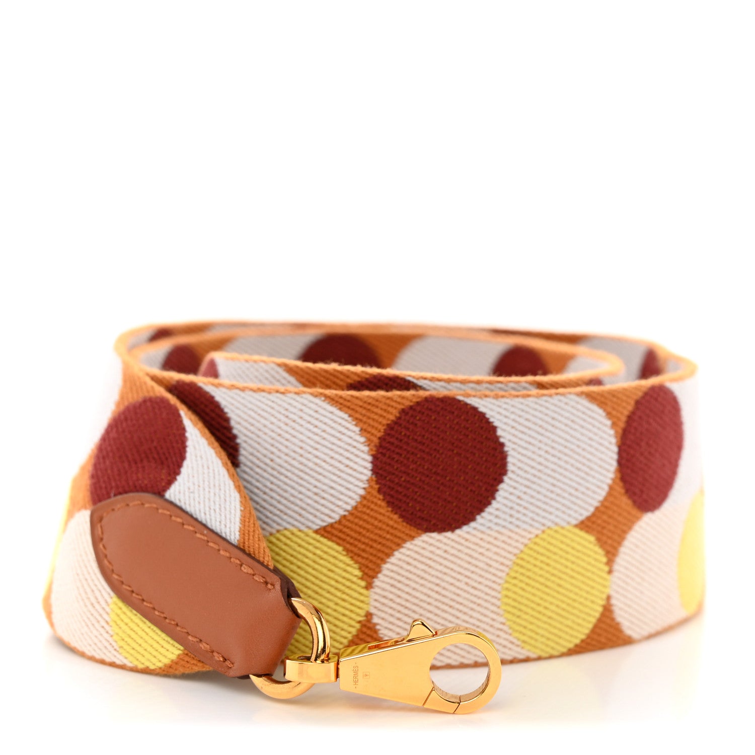 Hermes Toile Swift 50mm Sangle Flipperball Shoulder Strap Caramel Nata Gold 1 of 5