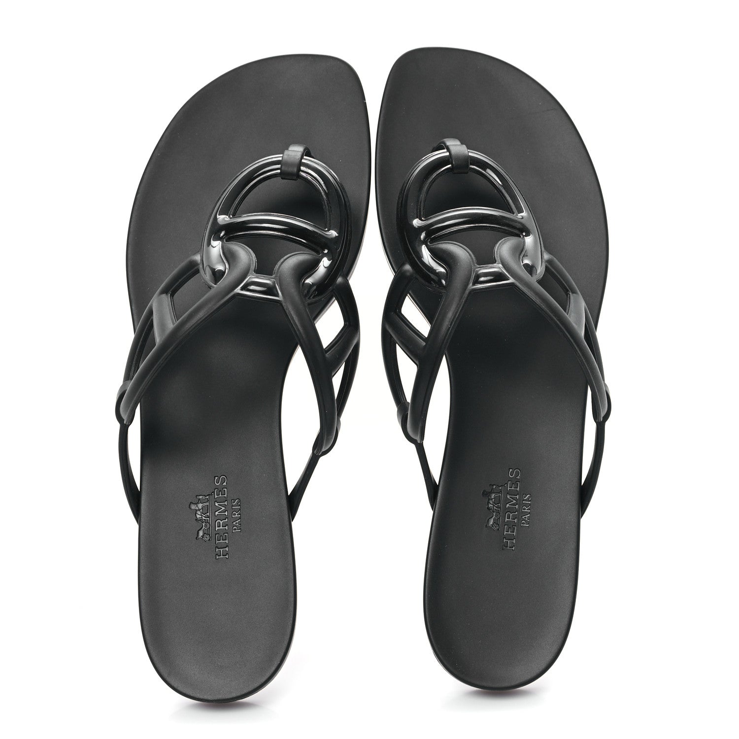 Hermes Rubber Womens Egerie Sandals 38 Black 5 of 10