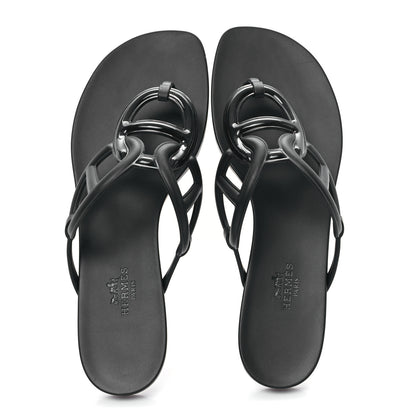 Hermes Rubber Womens Egerie Sandals 38 Black 5 of 10