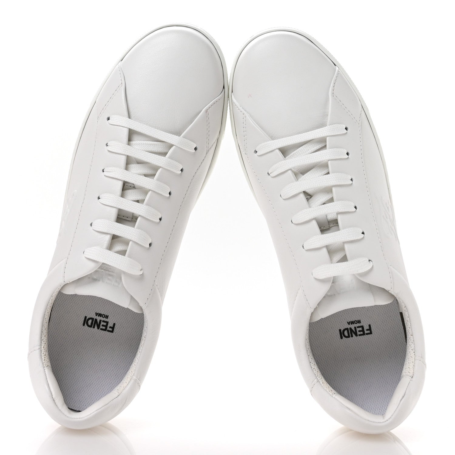Fendi Vitello Karligraphy Embossed Low Top Sneakers 38.5 White 2 of 8