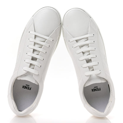 Fendi Vitello Karligraphy Embossed Low Top Sneakers 38.5 White 2 of 8