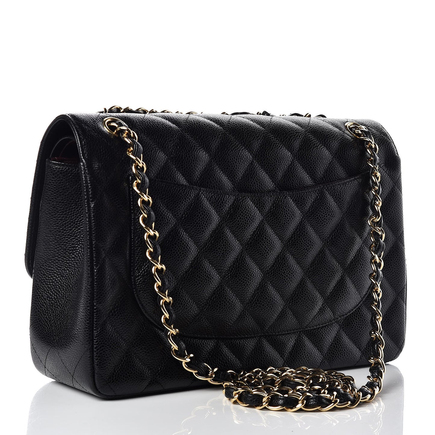 Caviar Quilted Jumbo Double Flap Black