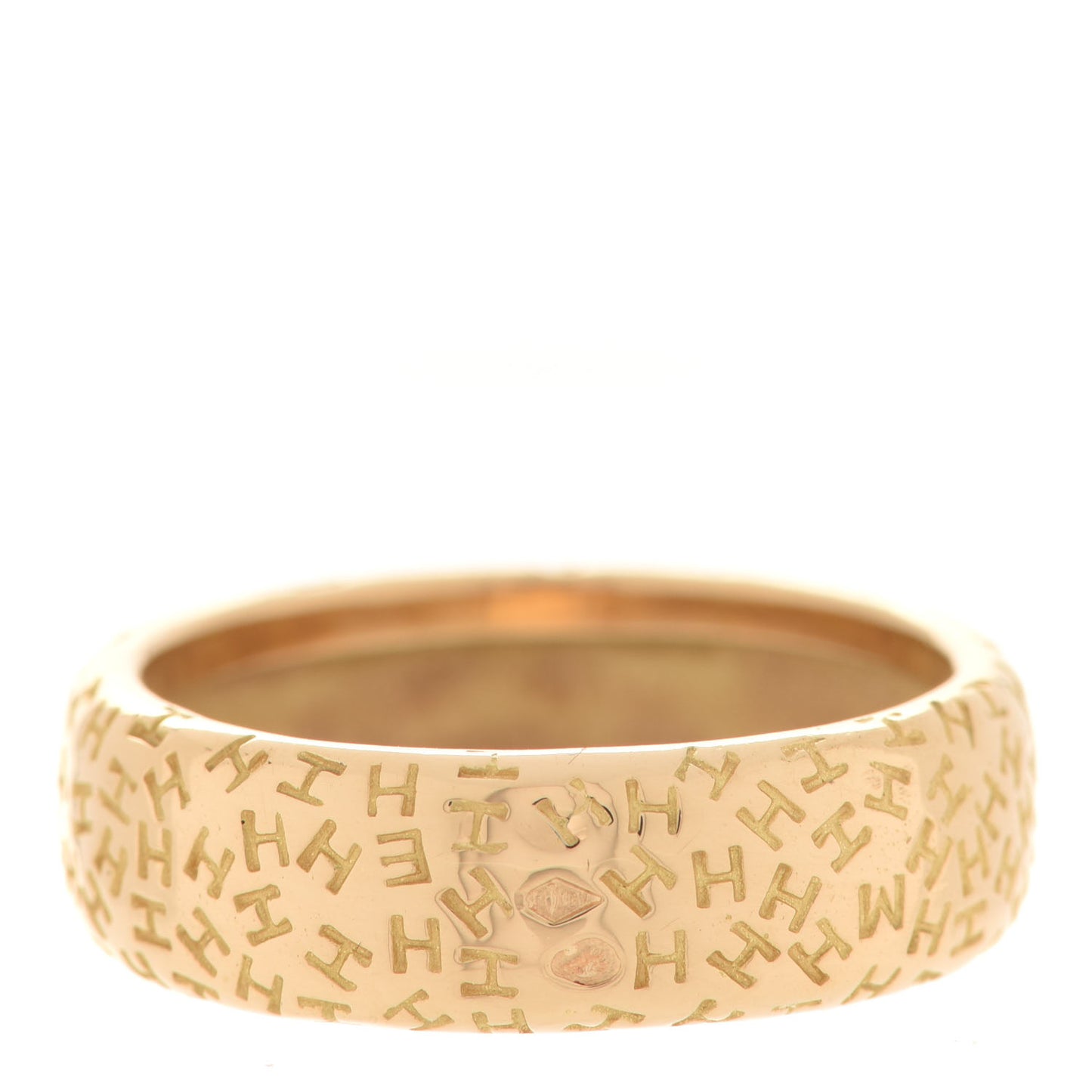 18K Yellow Gold H Logo Band Ring 57 8