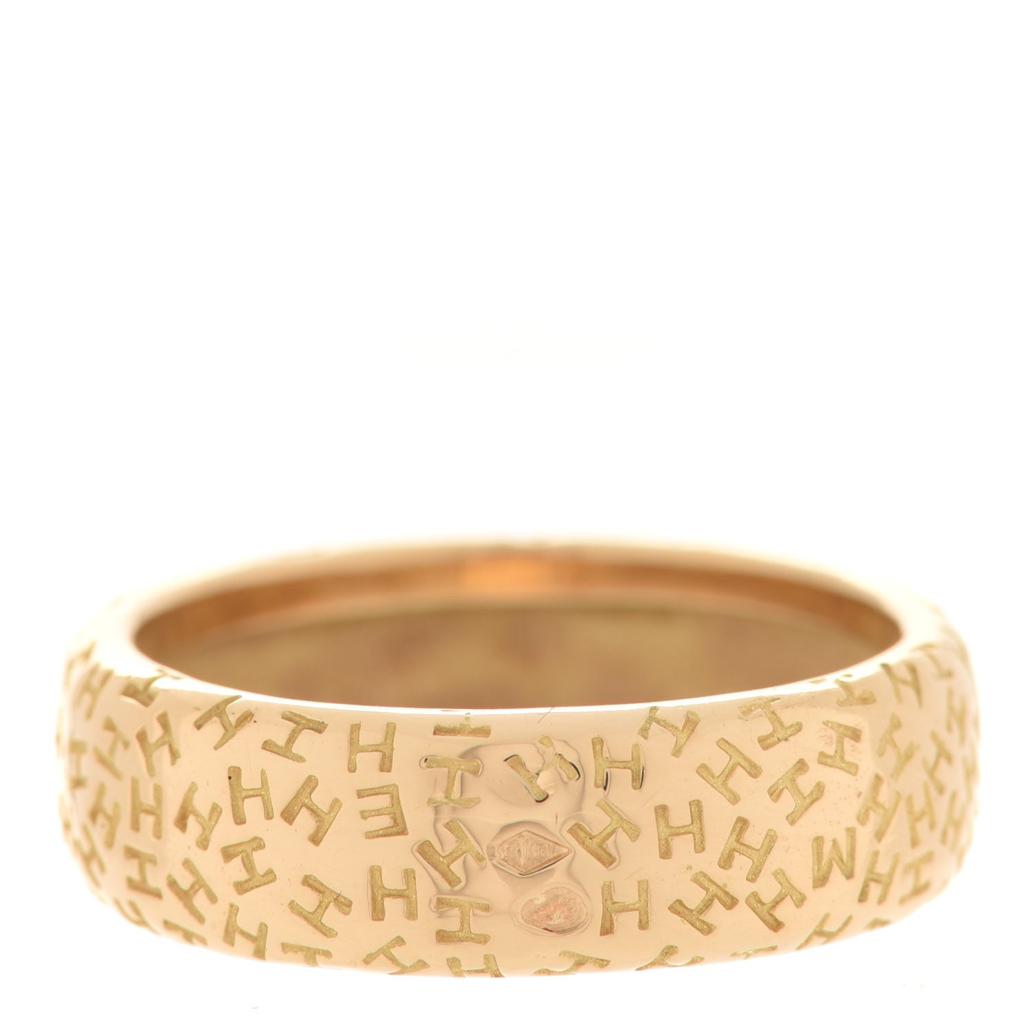 Hermes 18K Yellow Gold H Logo Band Ring 57 8 3 of 5