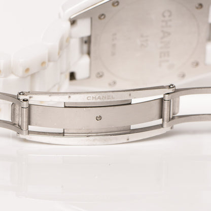 Chanel Stainless Steel Ceramic Diamond 38mm J12 Automatic Watch White 5 of 9